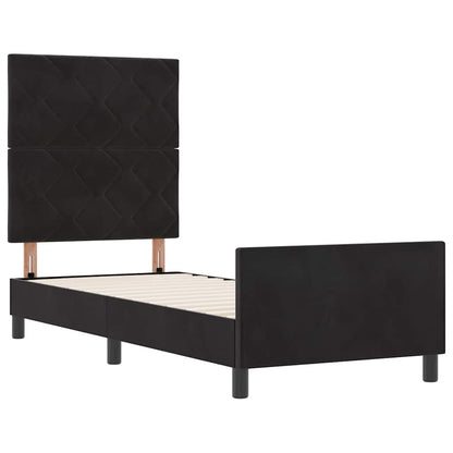 Bettgestell mit Kopfteil Schwarz 80 x 200 cm Samt
