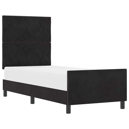 Bettgestell mit Kopfteil Schwarz 80 x 200 cm Samt