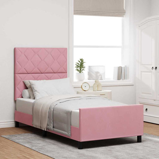 Bettgestell mit Kopfteil Rosa 90 x 190 cm Samt