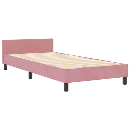 Bettgestell mit Kopfteil Rosa 90 x 190 cm Samt