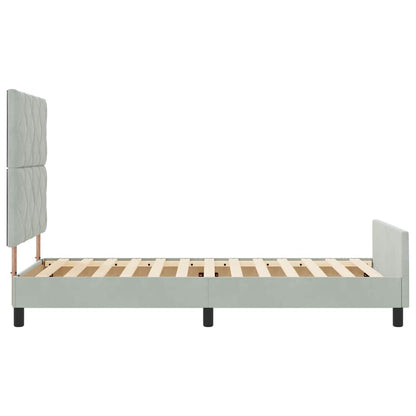 Bettgestell mit Kopfteil Hellgrau 90 x 200 cm Samt