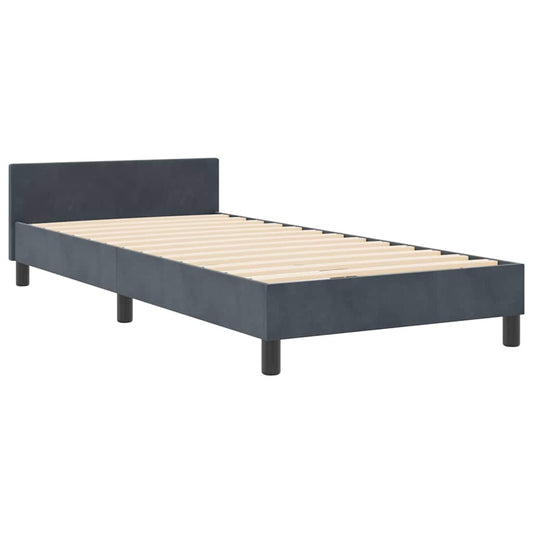 Bettgestell mit Kopfteil Dunkelgrau 100 x 200 cm Samt