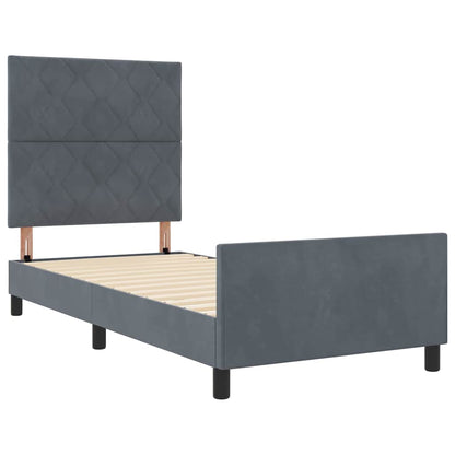 Bettgestell mit Kopfteil Dunkelgrau 100 x 200 cm Samt
