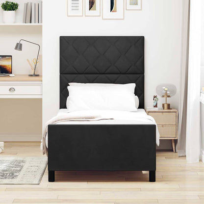 Bettgestell mit Kopfteil Schwarz 100 x 200 cm Samt
