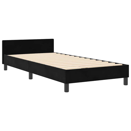 Bettgestell mit Kopfteil Schwarz 100 x 200 cm Samt