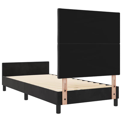 Bettgestell mit Kopfteil Schwarz 100 x 200 cm Samt