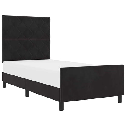 Bettgestell mit Kopfteil Schwarz 100 x 200 cm Samt