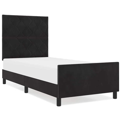 Bettgestell mit Kopfteil Schwarz 100 x 200 cm Samt
