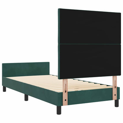 Bettgestell mit Kopfteil Dunkelgrün 100 x 200 cm Samt