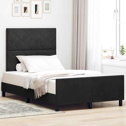 Bettgestell mit Kopfteil Schwarz 120 x 190 cm Samt