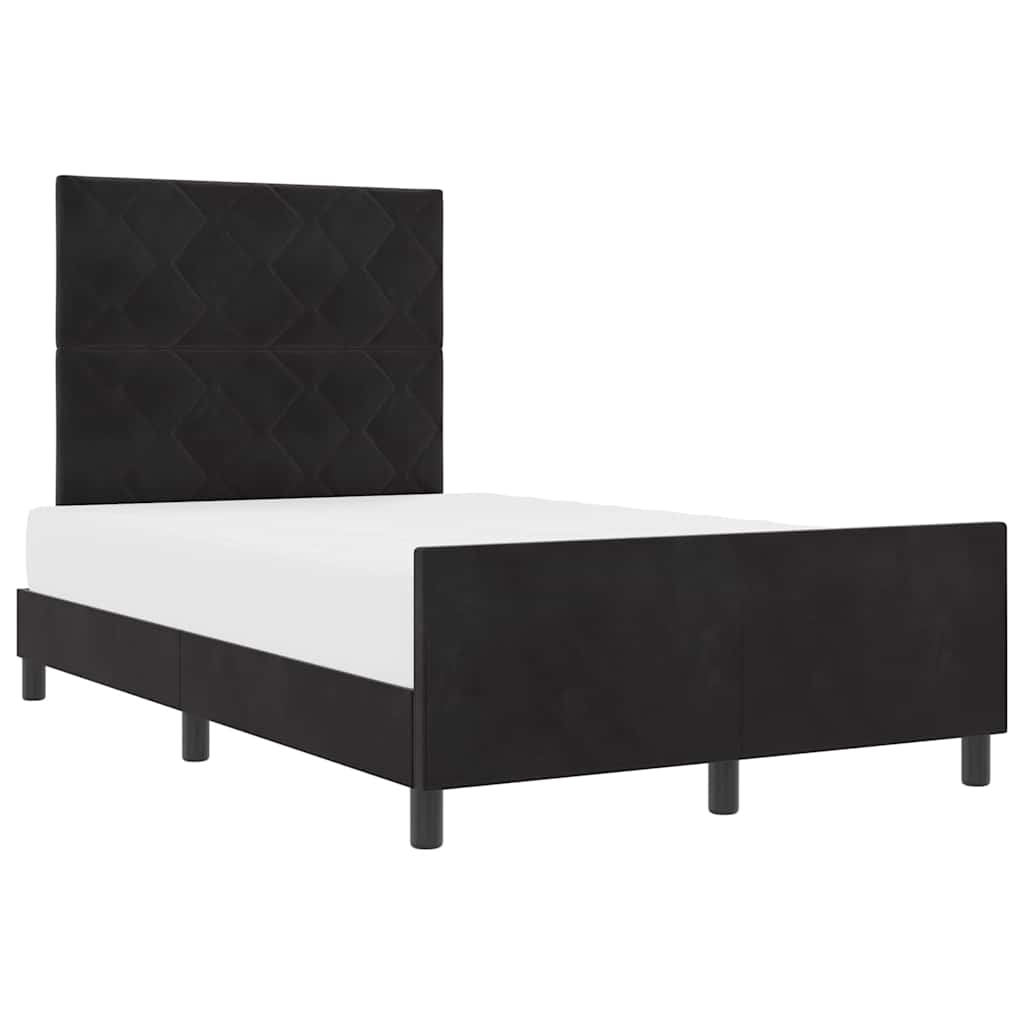 Bettgestell mit Kopfteil Schwarz 120 x 190 cm Samt