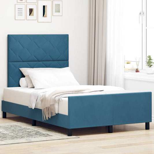 Bettgestell mit Kopfteil Dunkelblau 120 x 190 cm Samt
