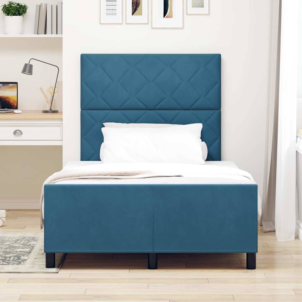 Bettgestell mit Kopfteil Dunkelblau 120 x 190 cm Samt