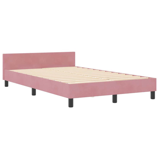 Bettgestell mit Kopfteil Rosa 120 x 190 cm Samt