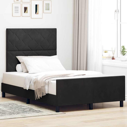 Bettgestell mit Kopfteil Schwarz 120 x 200 cm Samt