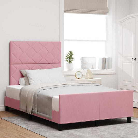 Bettgestell mit Kopfteil Rosa 120 x 200 cm Samt