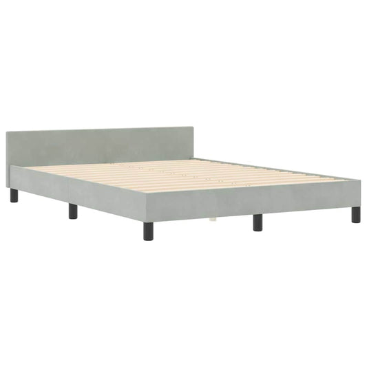 Bettgestell mit Kopfteil Hellgrau 140 x 190 cm Samt