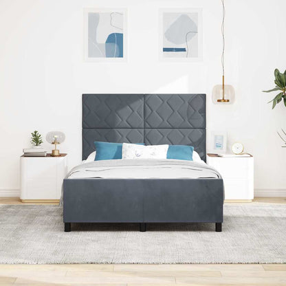 Bettgestell mit Kopfteil Dunkelgrau 140 x 190 cm Samt
