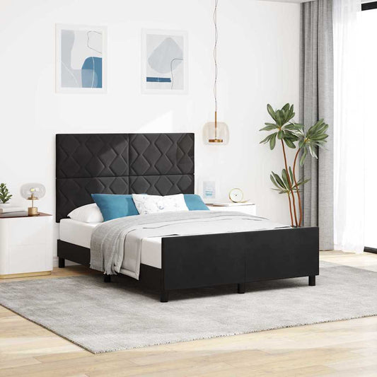 Bettgestell mit Kopfteil Schwarz 140 x 190 cm Samt