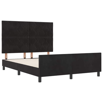 Bettgestell mit Kopfteil Schwarz 140 x 190 cm Samt