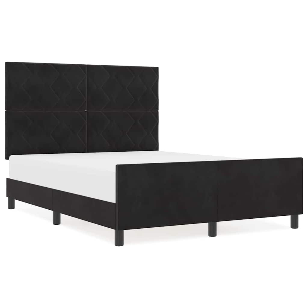 Bettgestell mit Kopfteil Schwarz 140 x 190 cm Samt
