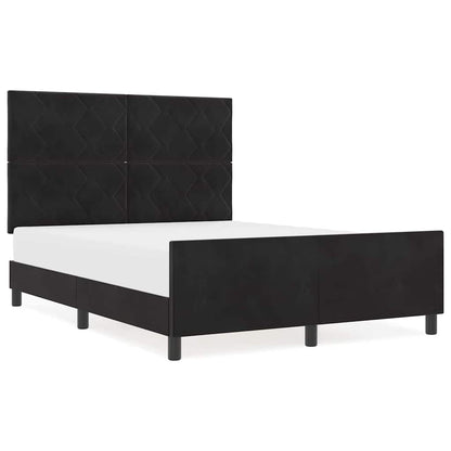 Bettgestell mit Kopfteil Schwarz 140 x 190 cm Samt