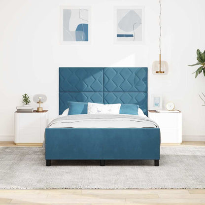 Bettgestell mit Kopfteil Dunkelblau 140 x 190 cm Samt