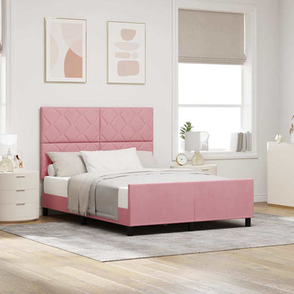 Bettgestell mit Kopfteil Rosa 140 x 190 cm Samt