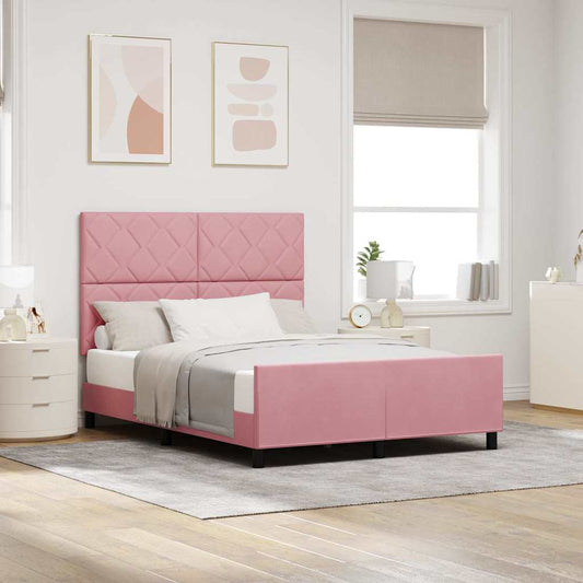 Bettgestell mit Kopfteil Rosa 140 x 190 cm Samt