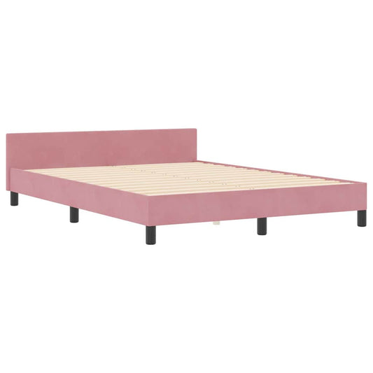 Bettgestell mit Kopfteil Rosa 140 x 190 cm Samt