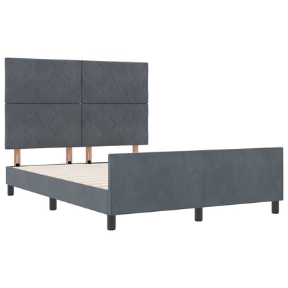 Bettgestell mit Kopfteil Dunkelgrau 140 x 200 cm Samt