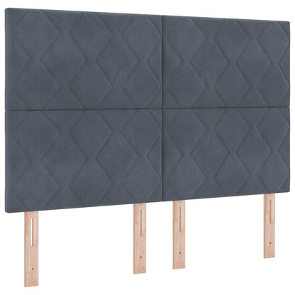 Bettgestell mit Kopfteil Dunkelgrau 140 x 200 cm Samt
