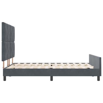Bettgestell mit Kopfteil Dunkelgrau 140 x 200 cm Samt