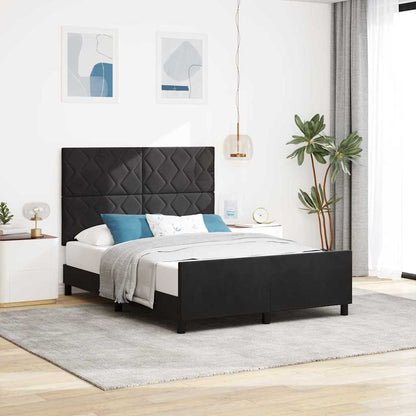 Bettgestell mit Kopfteil Schwarz 140 x 200 cm Samt