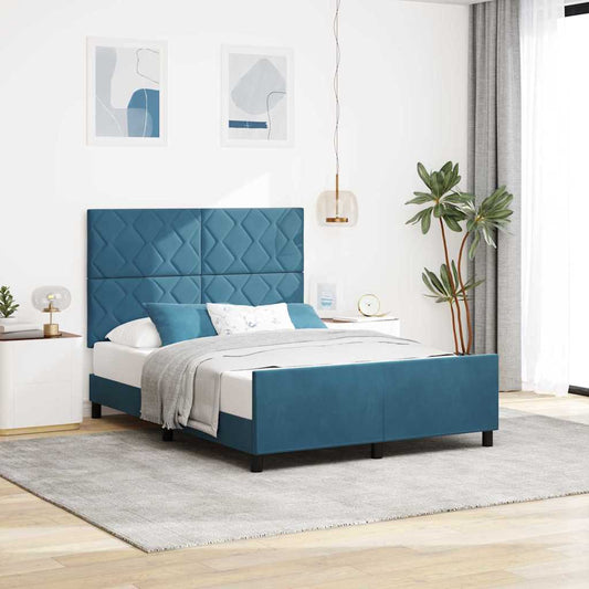 Bettgestell mit Kopfteil Dunkelblau 140 x 200 cm Samt
