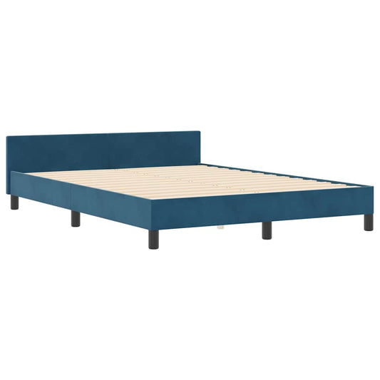 Bettgestell mit Kopfteil Dunkelblau 140 x 200 cm Samt