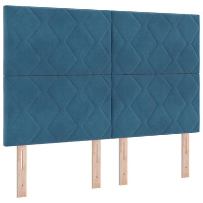 Bettgestell mit Kopfteil Dunkelblau 140 x 200 cm Samt