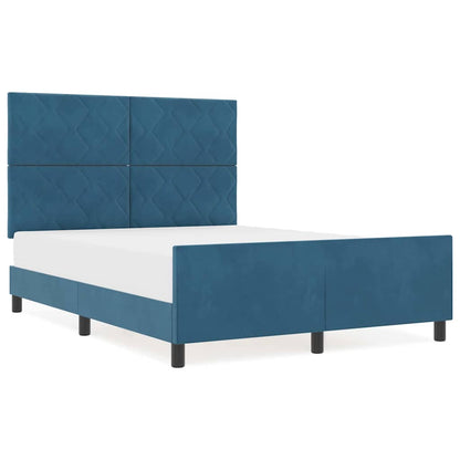 Bettgestell mit Kopfteil Dunkelblau 140 x 200 cm Samt