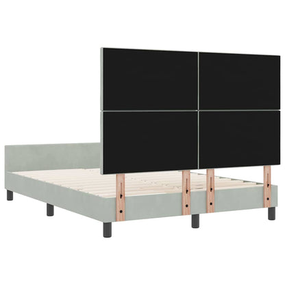 Bettgestell mit Kopfteil Hellgrau 160 x 200 cm Samt