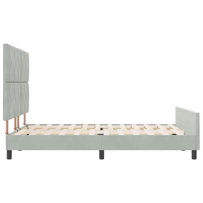 Bettgestell mit Kopfteil Hellgrau 160 x 200 cm Samt