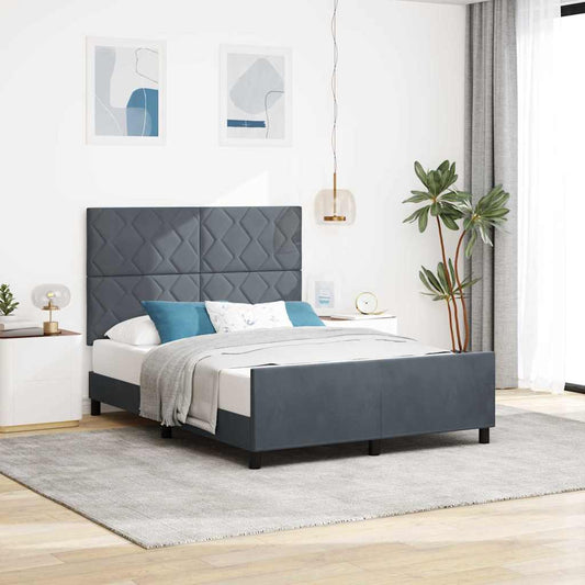 Bettgestell mit Kopfteil Dunkelgrau 160 x 200 cm Samt