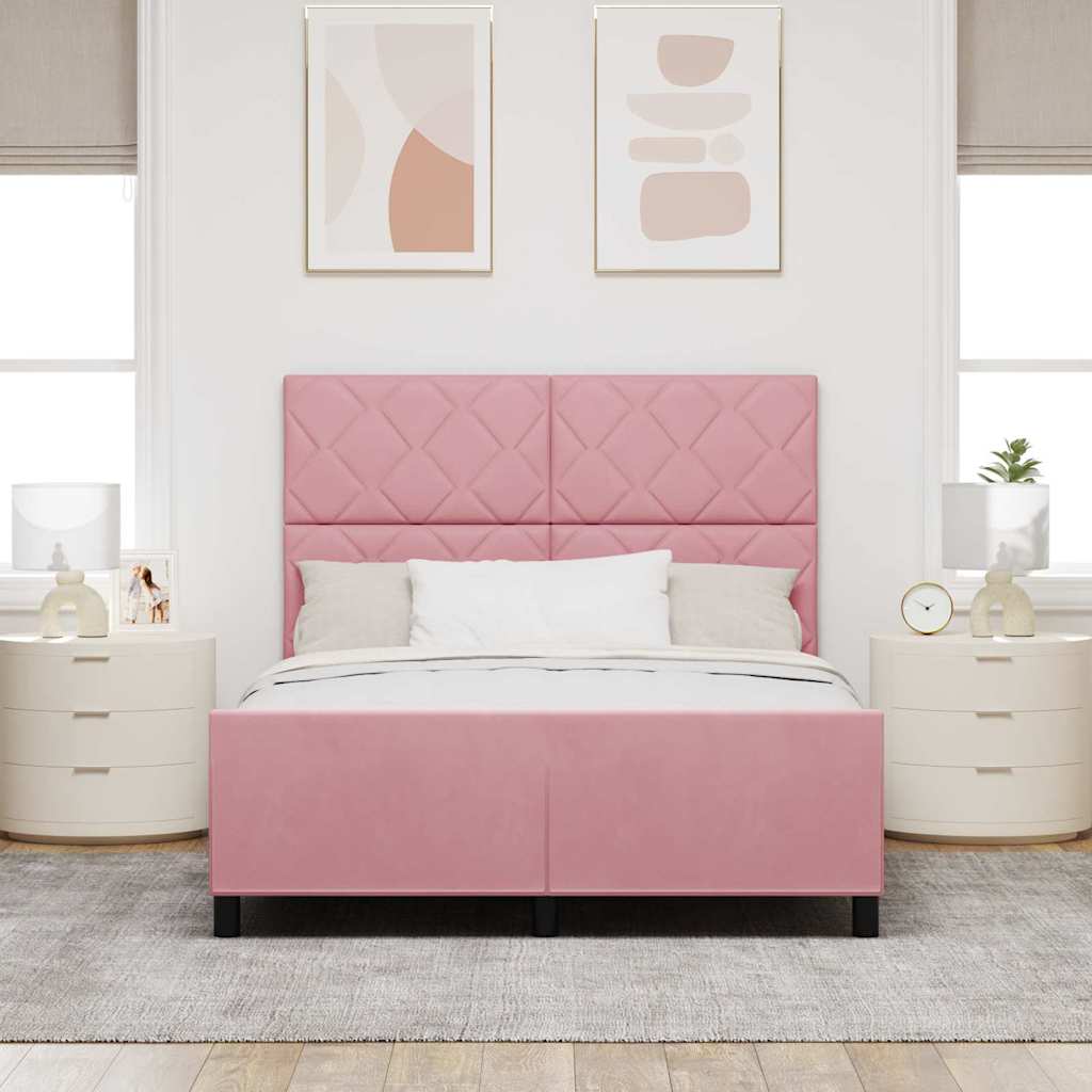 Bettgestell mit Kopfteil Rosa 160 x 200 cm Samt