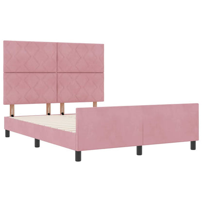 Bettgestell mit Kopfteil Rosa 160 x 200 cm Samt