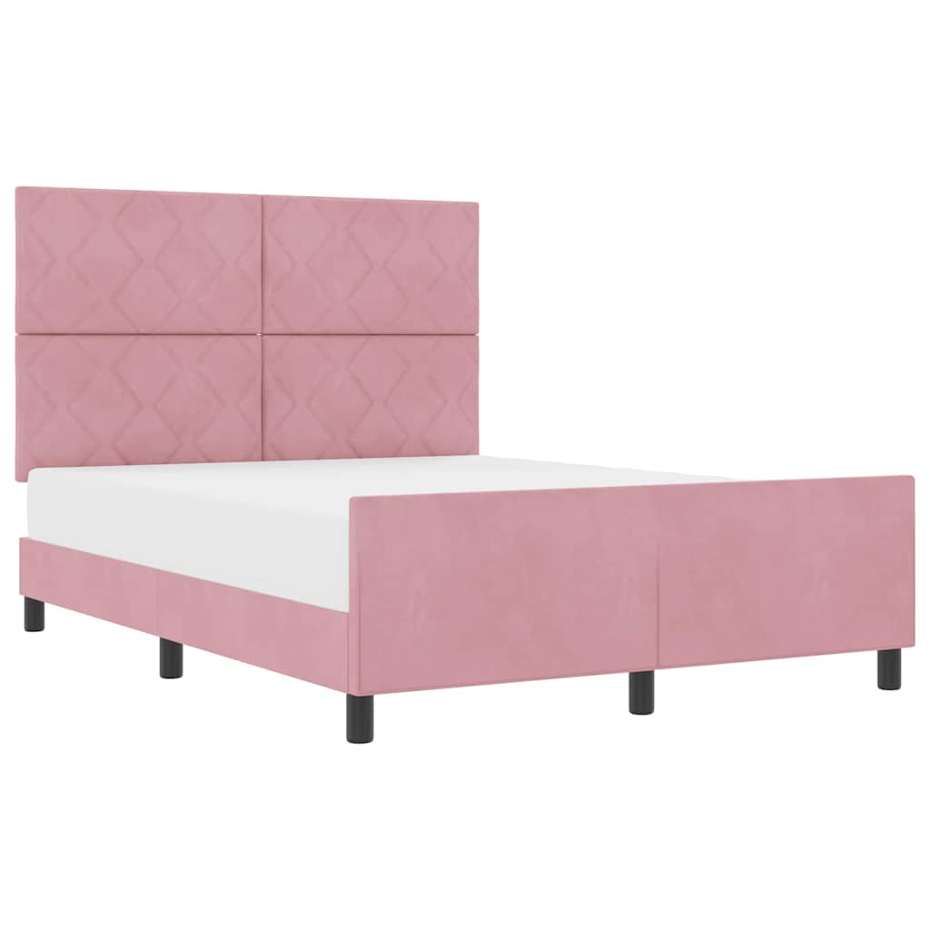 Bettgestell mit Kopfteil Rosa 160 x 200 cm Samt