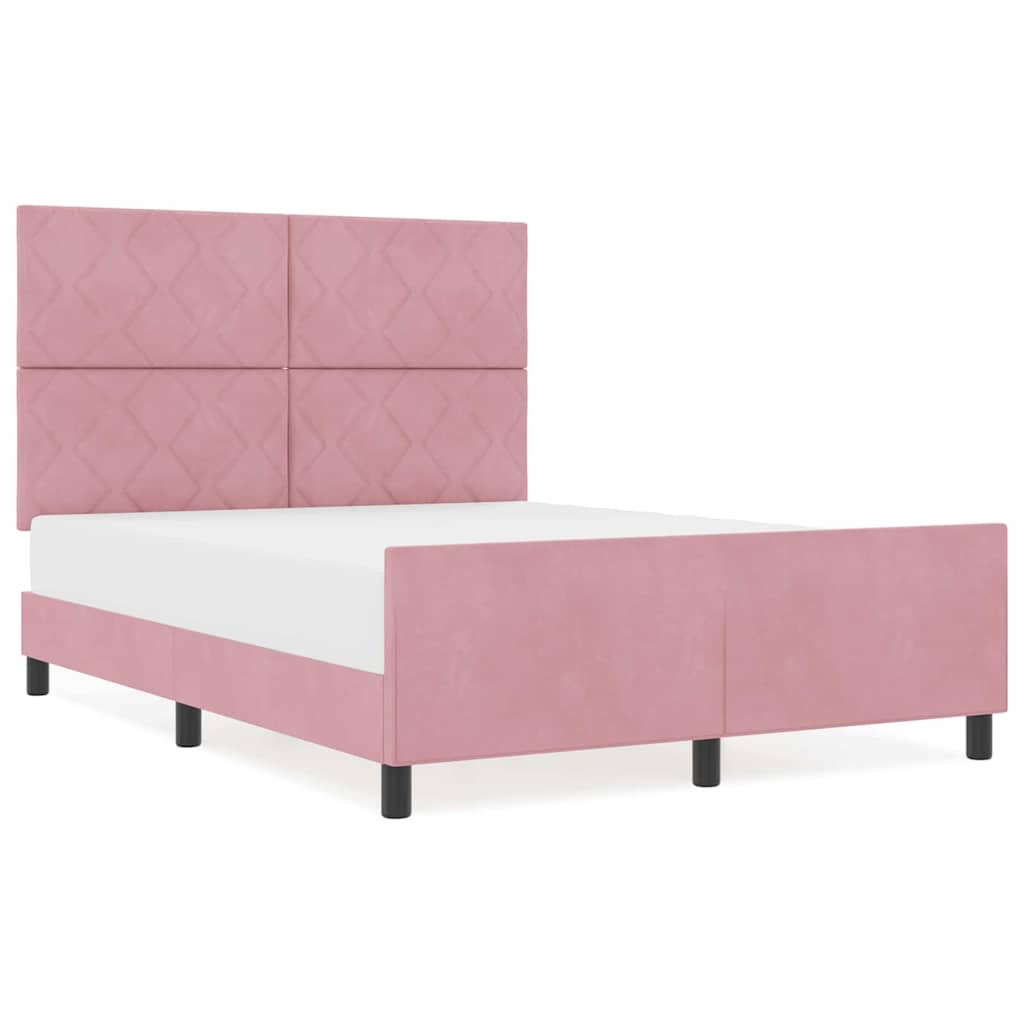 Bettgestell mit Kopfteil Rosa 160 x 200 cm Samt