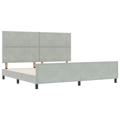 Bettgestell mit Kopfteil Hellgrau 200 x 200 cm Samt