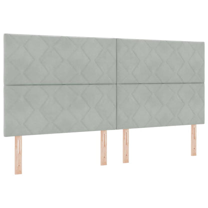 Bettgestell mit Kopfteil Hellgrau 200 x 200 cm Samt