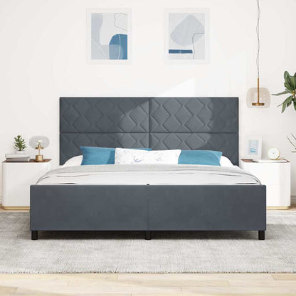 Bettgestell mit Kopfteil Dunkelgrau 200 x 200 cm Samt