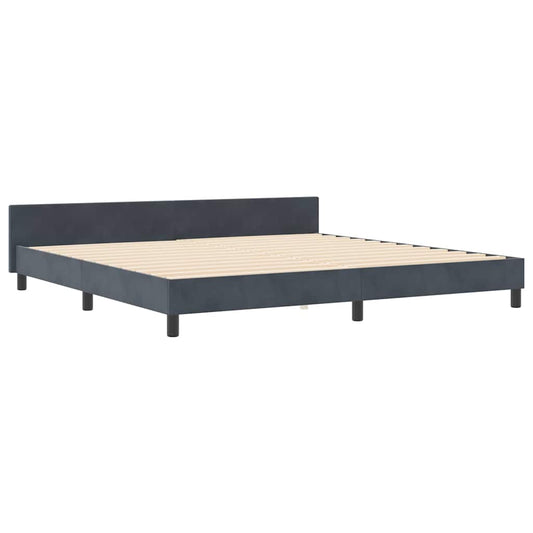 Bettgestell mit Kopfteil Dunkelgrau 200 x 200 cm Samt