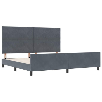 Bettgestell mit Kopfteil Dunkelgrau 200 x 200 cm Samt